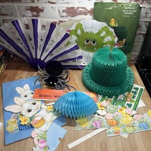 Lot VTGHallmark Halloween Easter St Patrick's Day Honeycomb 80s Die Cut Decor